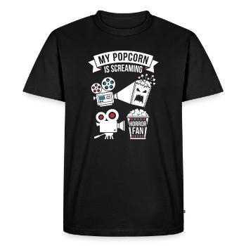 My Popcorn Is Screaming Horror Fan - Men's Premium Organic T-Shirt - black - Front - Nico (187cm)