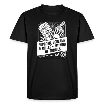 Popcorn Screams My Kind of Thrills - Men's Premium Organic T-Shirt - black - Front - Nico (187cm)