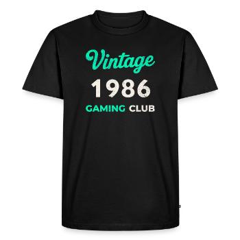 Vintage 1986 – Année de naissance rétro du Gaming Club - T-shirt Premium bio Homme - noir - Devant - Nico (187cm)