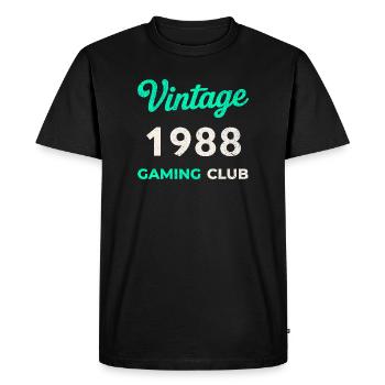 Vintage 1988 – Année de naissance rétro du Gaming Club - T-shirt Premium bio Homme - noir - Devant - Nico (187cm)