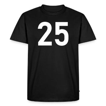 25. 25 ANS. 25e ANNIVERSAIRE. ANNIVERSAIRE 25 ANS. - T-shirt Premium bio Homme - noir - Devant - Nico (187cm)