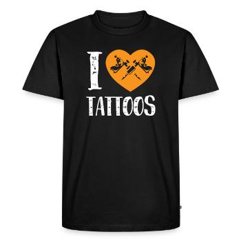 J’adore les tatouages Orange Heart Ink Design - T-shirt Premium bio Homme - noir - Devant - Nico (187cm)