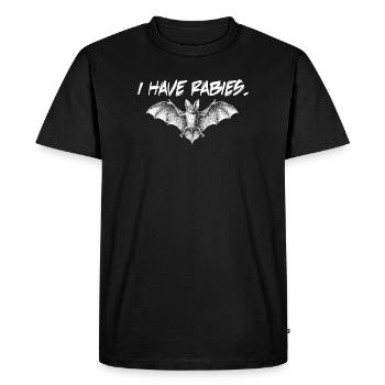 J’ai la rage ! Drôle de chauve-souris enragée ! I - T-shirt Premium bio Homme - noir - Devant - Nico (187cm)