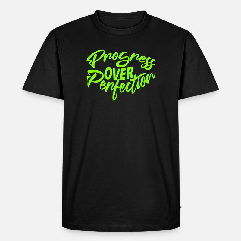 Progress Over Perfection Spruch Motivation Mindset - Männer Premium Bio T-Shirt - Schwarz