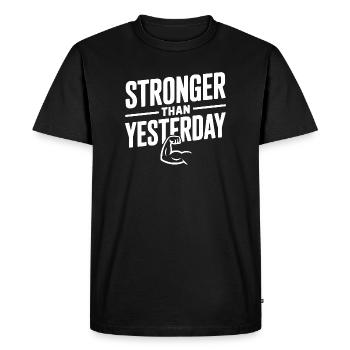 Stronger than Yesterday - Men's Premium Organic T-Shirt - black - Front - Nico (187cm)