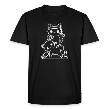 Kawaii cats training - Men's Premium Organic T-Shirt - black - Front - Nico (187cm)
