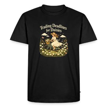 Deadlines against daisies | Cottagecore - Men's Premium Organic T-Shirt - black - Front - Nico (187cm)