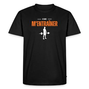 Trains me: Barbell Determination - Men's Premium Organic T-Shirt - black - Front - Nico (187cm)