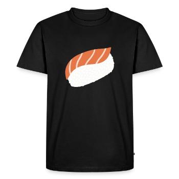 Salmon Nigiri Minimal Illustration Print - Men's Premium Organic T-Shirt - black - Front - Nico (187cm)