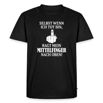 Savage German Middle Finger Slogan Graphic - Men's Premium Organic T-Shirt - black - Front - Nico (187cm)