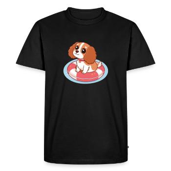 Cute Puppy on Floating Buoy - Men's Premium Organic T-Shirt - black - Front - Nico (187cm)