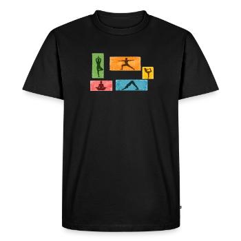 Bloc de couleurs Grunge Yoga Silhouettes - T-shirt Premium bio Homme - noir - Devant - Nico (187cm)