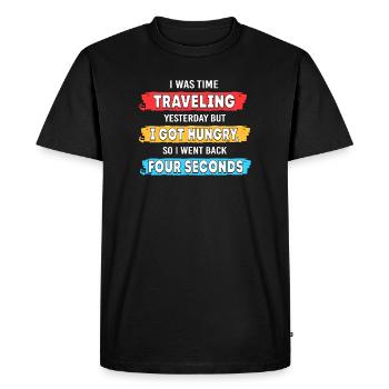 Voyage dans le temps - T-shirt Premium bio Homme - noir - Devant - Nico (187cm)