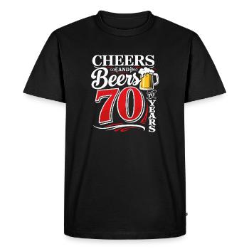 Cheers and Beers to 70 Years – Birthday Saying - Men's Premium Organic T-Shirt - black - Front - Nico (187cm)