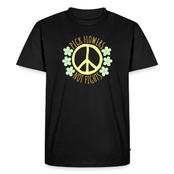Cueillez des fleurs, pas des disputes, fleurs Paix Logo drôle - T-shirt Premium bio Homme - noir - Devant - Nico (187cm)