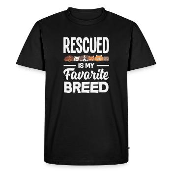 Famille d’accueil adopte un animal de sauvetage - T-shirt Premium bio Homme - noir - Devant - Nico (187cm)