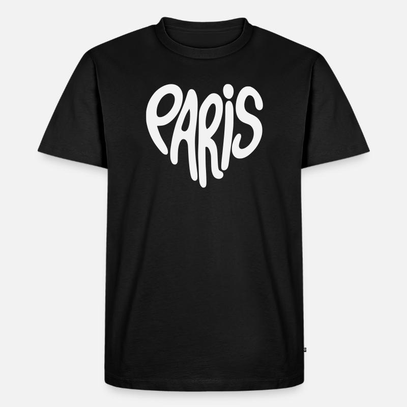 Paris Graffiti-Skript Logo herzförmig - Männer Premium Bio T-Shirt - Schwarz
