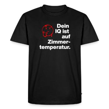 YOUR IQ IS AT ROOM TEMPERATURE. SARCASM CHEEKY - Men's Premium Organic T-Shirt - black - Front - Nico (187cm)