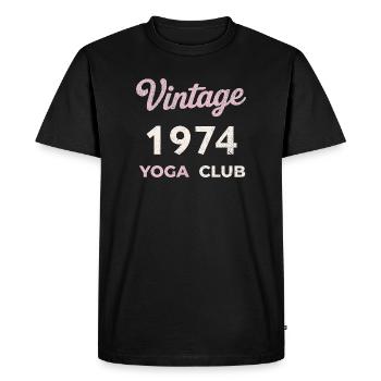 Vintage 1974 Yoga Club Retro Birth Year Vintage - Men's Premium Organic T-Shirt - black - Front - Nico (187cm)