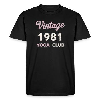 Vintage 1981 Yoga Club Retro Birth Year Vintage - Men's Premium Organic T-Shirt - black - Front - Nico (187cm)