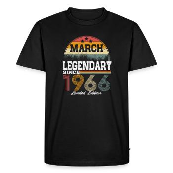 Legends est né en mars 1966 - T-shirt Premium bio Homme - noir - Devant - Nico (187cm)