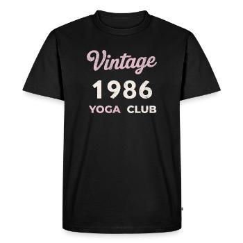 Vintage 1986 Yoga Club Retro Birth Year Vintage - Men's Premium Organic T-Shirt - black - Front - Nico (187cm)