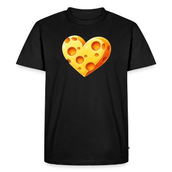 Illustration d’un morceau de fromage en forme de cœur - T-shirt Premium bio Homme - noir - Devant - Nico (187cm)
