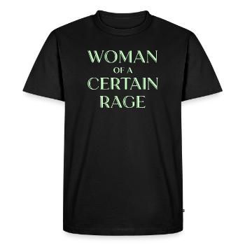 Femme puissante avec autocollants imprimés Attitude - T-shirt Premium bio Homme - noir - Devant - Nico (187cm)
