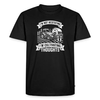 Cultivating thoughts in the field - Men's Premium Organic T-Shirt - black - Front - Nico (187cm)