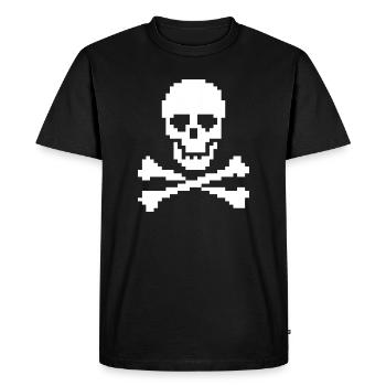 Pixel Skull Crossbones - Men's Premium Organic T-Shirt - black - Front - Nico (187cm)