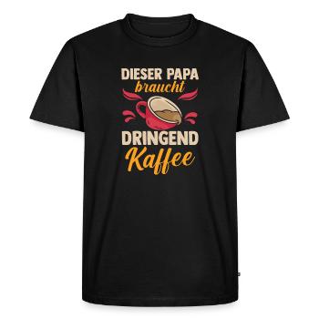 Café, Fête des pères, Papa - T-shirt Premium bio Homme - noir - Devant - Nico (187cm)