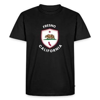 Emblème de l’ours du bouclier de Fresno - T-shirt Premium bio Homme - noir - Devant - Nico (187cm)