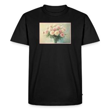 Bouquet floral pastel délicat - T-shirt Premium bio Homme - noir - Devant - Nico (187cm)