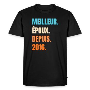 Meilleur Époux Depuis 2016 Cadeau Mari - T-shirt Premium bio Homme - noir - Devant - Nico (187cm)