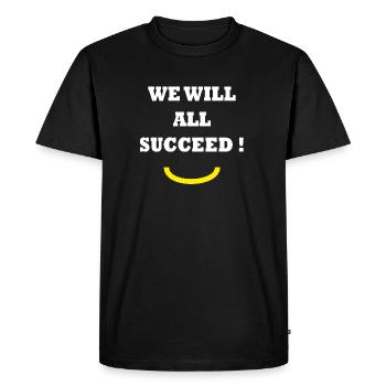WE WILL ALL SUCCEED! - Men's Premium Organic T-Shirt - black - Front - Nico (187cm)