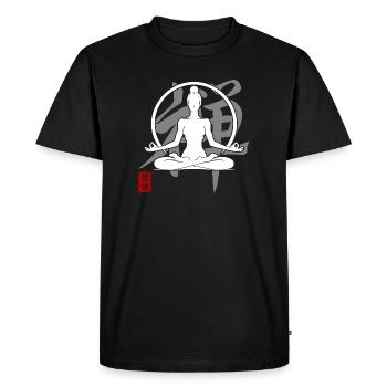 Yoga Silhouette Meditation Zen Kanji Détendre - T-shirt Premium bio Homme - noir - Devant - Nico (187cm)