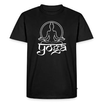 Yoga Silhouette Méditation Bien-être Relaxation - T-shirt Premium bio Homme - noir - Devant - Nico (187cm)