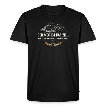Le voyage est la récompense. Et la montagne est la récompense - T-shirt Premium bio Homme - noir - Devant - Nico (187cm)