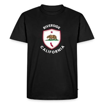 Riverside California Bear Crest - Men's Premium Organic T-Shirt - black - Front - Nico (187cm)