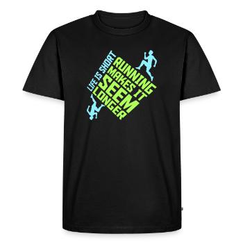 La vie est courte La course la rend plus longue Drôle - T-shirt Premium bio Homme - noir - Devant - Nico (187cm)