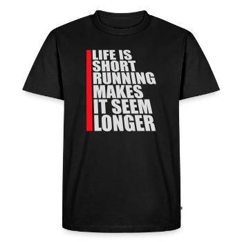 La vie est courte La course la rend plus longue Drôle - T-shirt Premium bio Homme - noir - Devant - Nico (187cm)