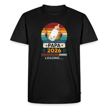 Papa 2026 en chargement. - T-shirt Premium bio Homme - noir - Devant - Nico (187cm)