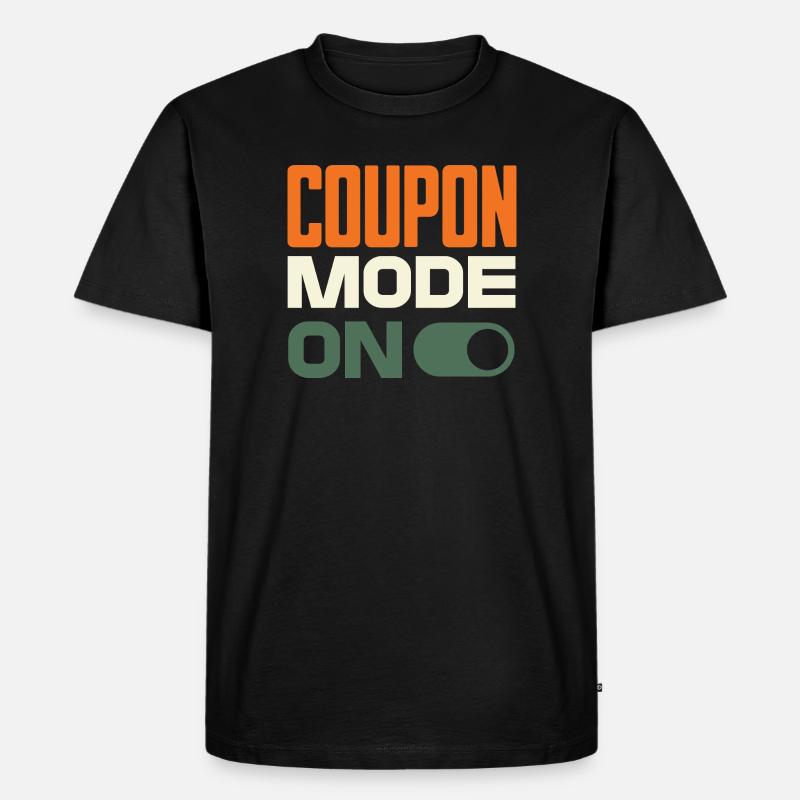 Coupon Mode On – Schnäppchenjäger Retro Design - Männer Premium Bio T-Shirt - Schwarz