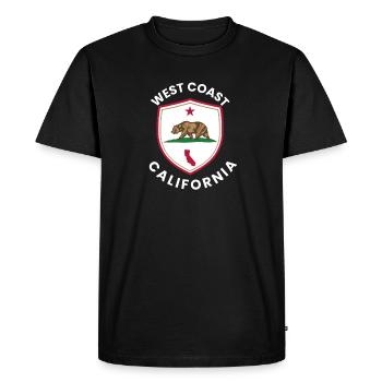Logo du Bouclier d’ours de Californie - T-shirt Premium bio Homme - noir - Devant - Nico (187cm)