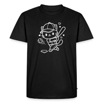 Joueur de baseball des Kawaii Cat - T-shirt Premium bio Homme - noir - Devant - Nico (187cm)