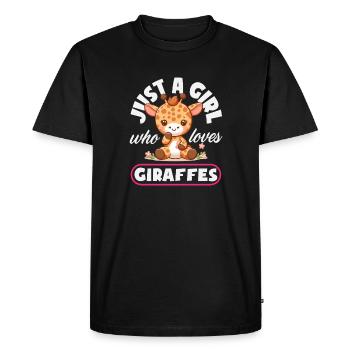 Juste une fille qui aime les girafes - T-shirt Premium bio Homme - noir - Devant - Nico (187cm)