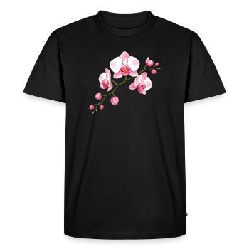 Orchid Flower Branch Illustration Floral Motif - Men's Premium Organic T-Shirt - black - Front - Nico (187cm)