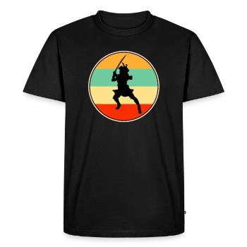 Samurai Warrior Retro Sunset Vintage Silhouette - Men's Premium Organic T-Shirt - black - Front - Nico (187cm)