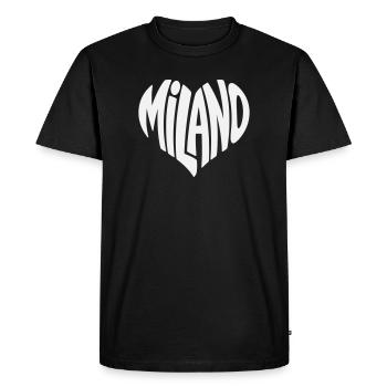 Milan Milano Heart Typography - Men's Premium Organic T-Shirt - black - Front - Nico (187cm)
