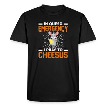 Dans Queso Emergency, je prie Cheesus Mouse Graphic - T-shirt Premium bio Homme - noir - Devant - Nico (187cm)